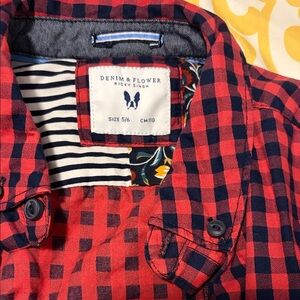 Denim & Flower Kids Navy and Red Plaid Shirt